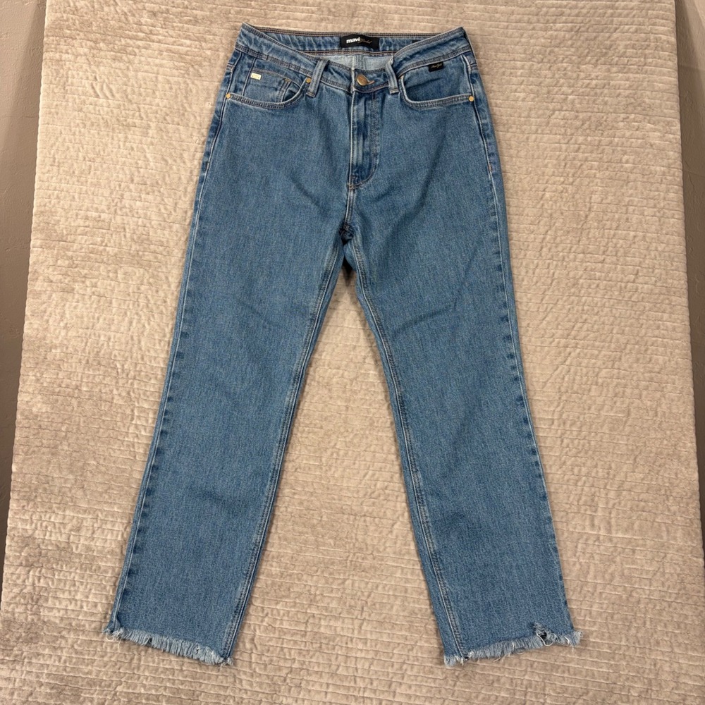 Mavi Gold Viola High Rise Slim Straight Jeans Medium Wash Raw Hem 28/27 M101048